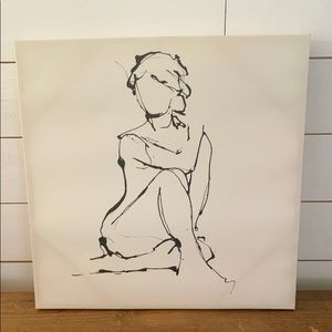 Black and white painting on canvas.